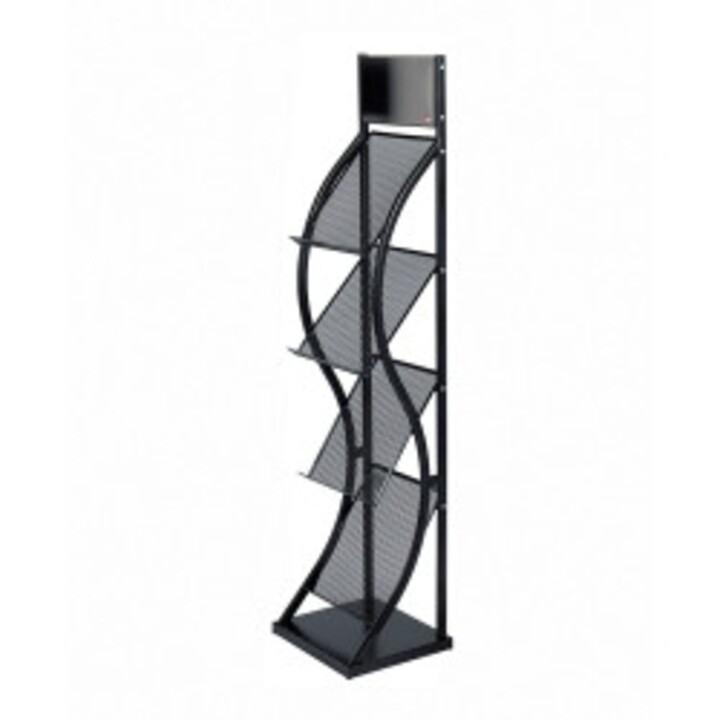 Black - A4 Portrait - Wave Literature Rack