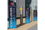 Bollard Wraps in retail car park showing Aquavape artwork.jpg