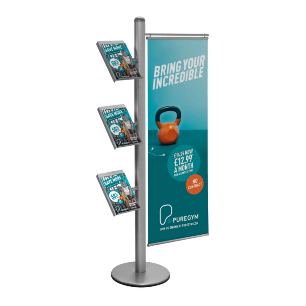 Brochure and Banner Display Stand with optional printed poster.png