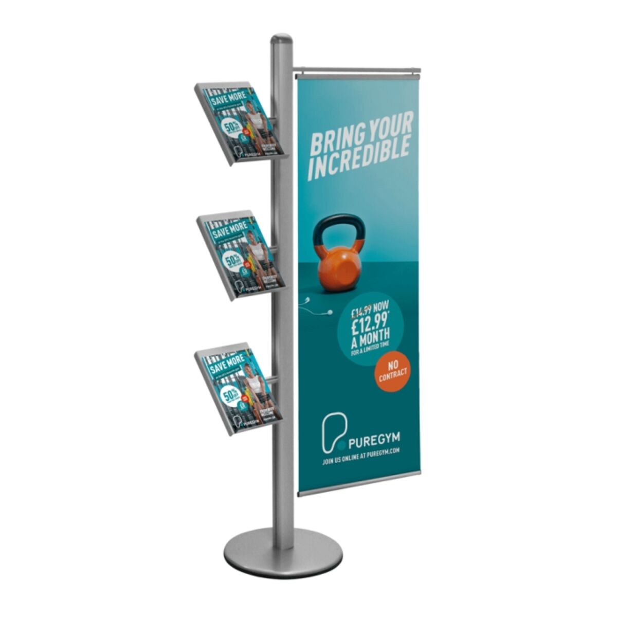 Brochure and Banner Display Stand with optional printed poster.png