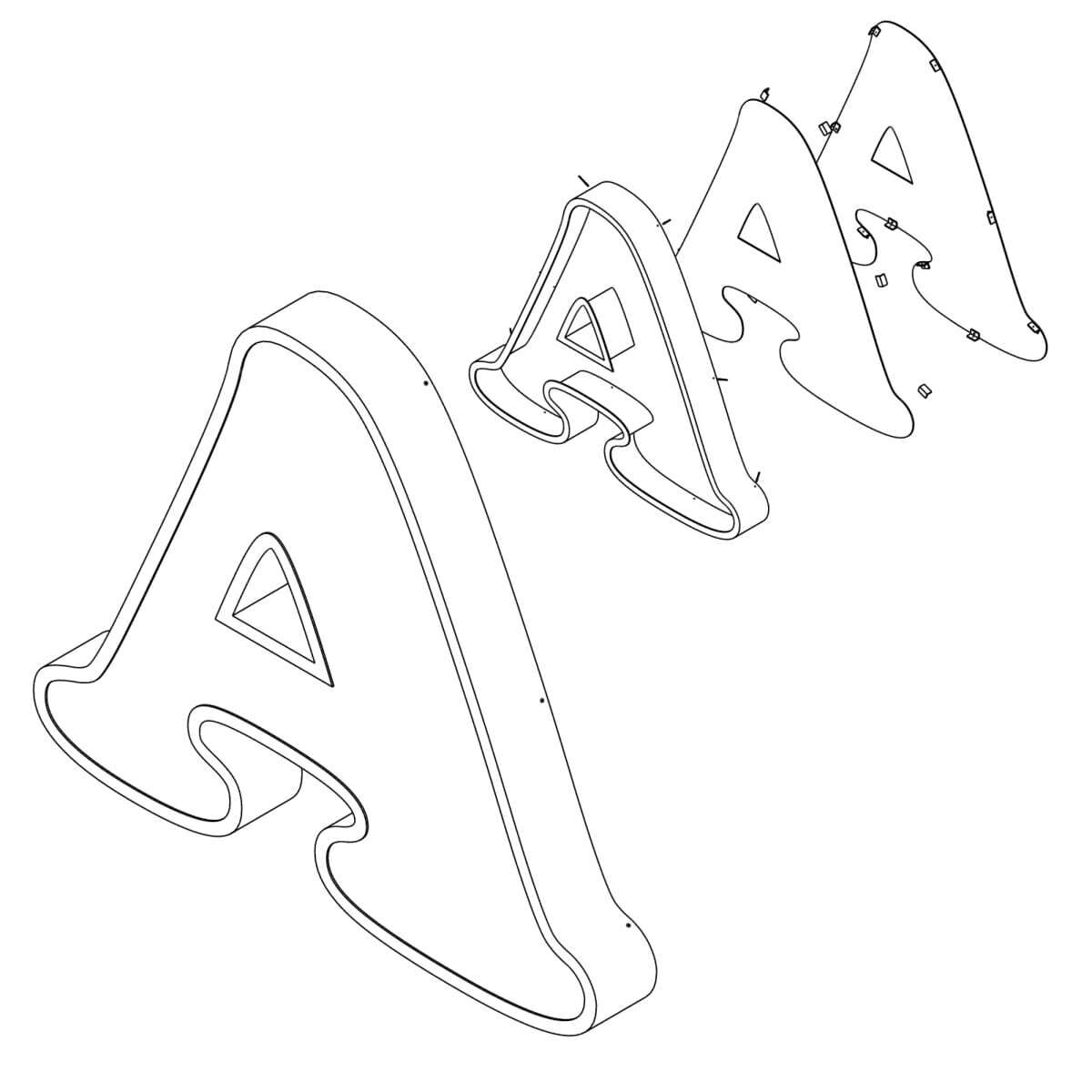 Built Up Letters - Welded Letter - Rim &amp; Return - Isometric.jpg