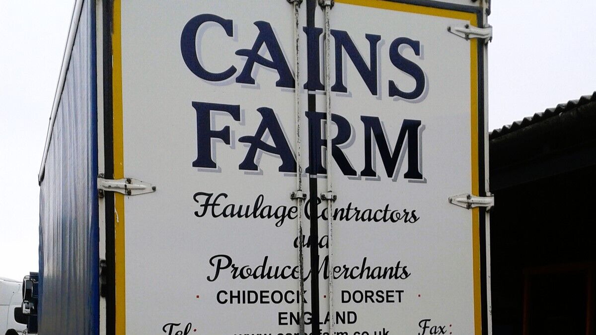Cains Farm Transport Lorry Back Door Cut Vinyl Branding Graphics.jpg