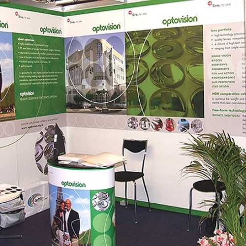 Exhibition wall panels in place at a conference
