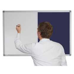 Combination Magnetic Whiteboard With Corded Hessian Fabric