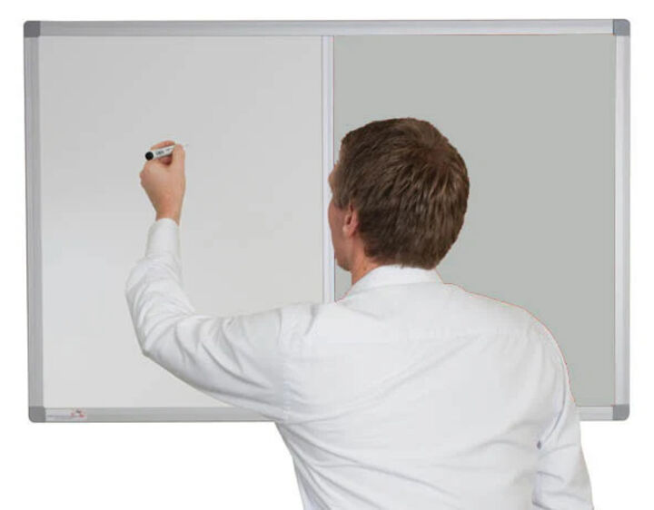 Combination Whiteboard Noticeboard - Premium Felt - SILVER.jpg