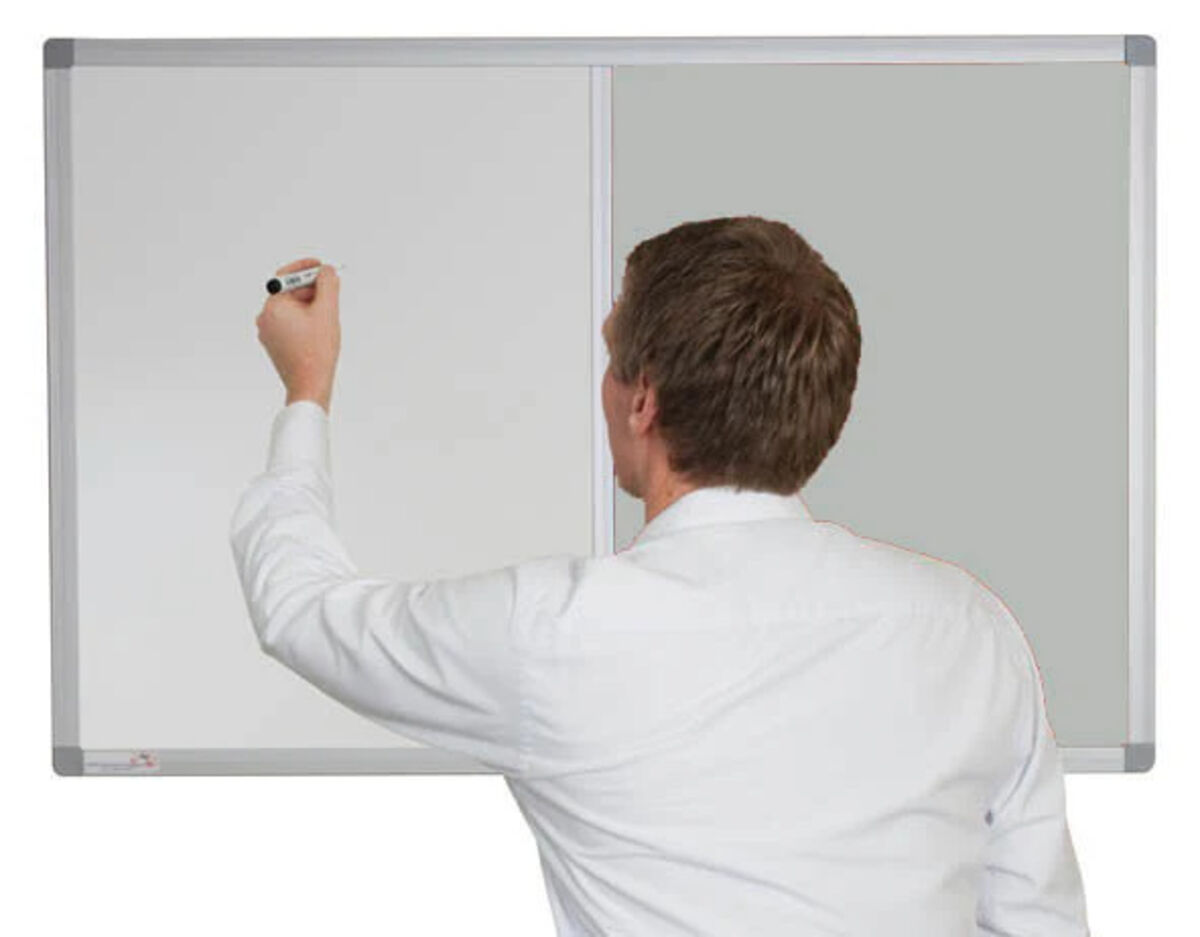 Combination Whiteboard Noticeboard - Premium Felt - SILVER.jpg
