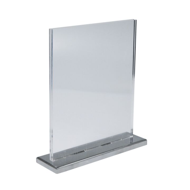 Countertop poster holder with metal base and acrylic poster pocket.png