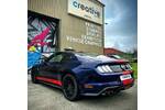 Custom Gloss Red Stripes on Dark Blue Mustang GT - Rear View.jpg