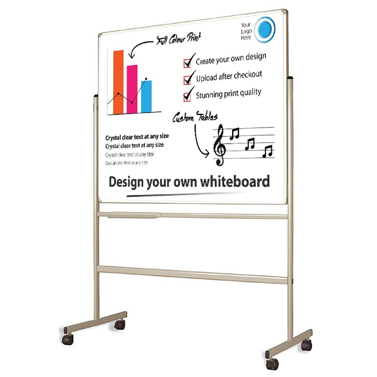 Custom Printed Fixed Magnetic Mobile Whiteboard With Pen Tray.jpg