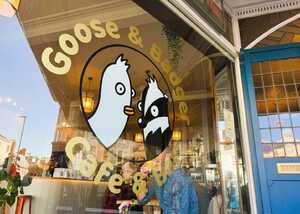 Custom Printed Window Graphics for Goose & Badger Cafe & Bar Custom Printed Window Graphics for Goose & Badger Cafe & Bar