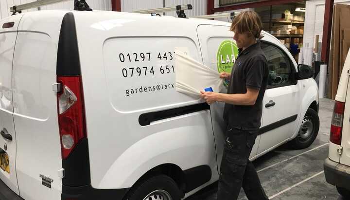 Vehicle Graphics install for Larx Garden Services