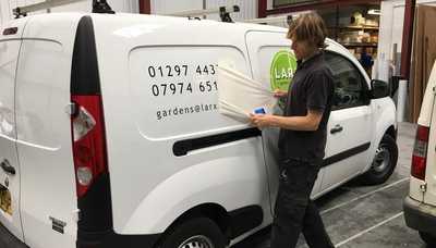 Vehicle Graphics install for Larx Garden Services