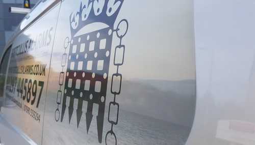 Portcullis Alarms Logo Close Up Vehicle Graphics