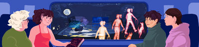 Darthmouth from Our Tragic Universe by Scarlett Thomas with MakeTank sstaff and GWR passengers.png