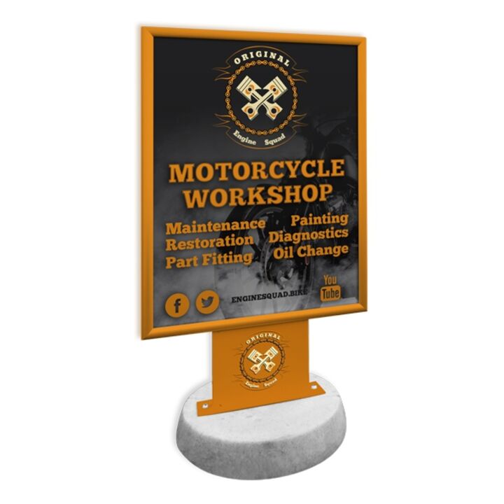 Defender with custom colour Snapframe with branded steel sub-frame panel showing motorcycle artwork.jpg