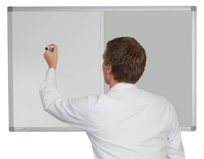 900 x 600mm - Silver - Combination Non-Magnetic Whiteboard With Premier Felt