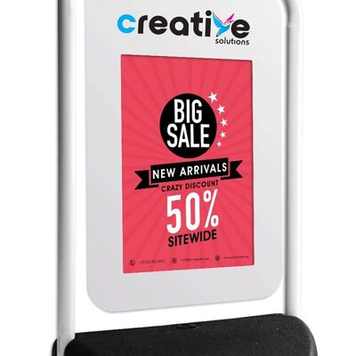 White Frame / Black Base - Yes - 2 x A3 Posters (min. 3-6 Month Outdoor Use) - Eco Swinger Poster Pavement Sign