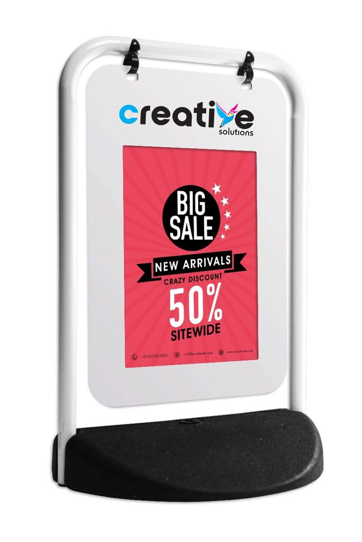 White Frame / Black Base - Yes - 2 x A3 Posters (min. 3-6 Month Outdoor Use) - Eco Swinger Poster Pavement Sign