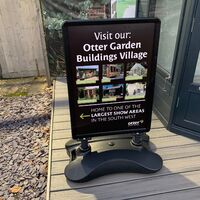 Entrance Spring Forecourt Pavemetn Sign With Printed Posters Double Sided - Black Hardware and Base.jpg