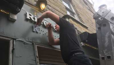 Signage Installation taking place in Axminster, Devon