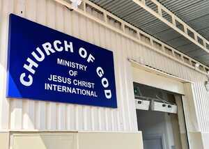 Fabricated Aluminium Tray Sign - Church Of God - Ministry of Jesus Christ International Fabricated Aluminium Tray Sign - Church Of God - Ministry of Jesus Christ International