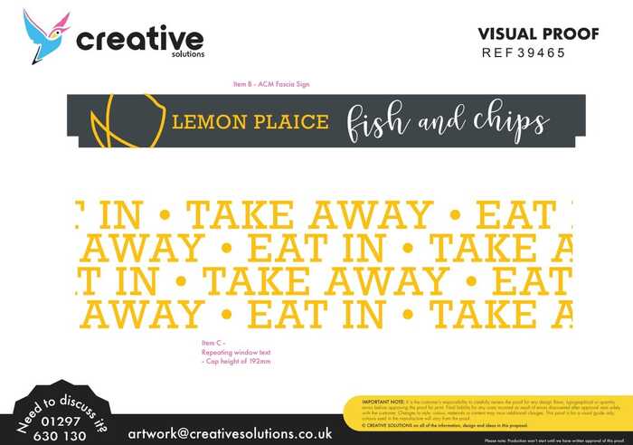 Fascia Sign & Window Graphics Artwork Proof for Lemon Plaice