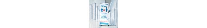 Coronavirus (COVID-19) Social Distancing Pull-Up Roller Banner Stand