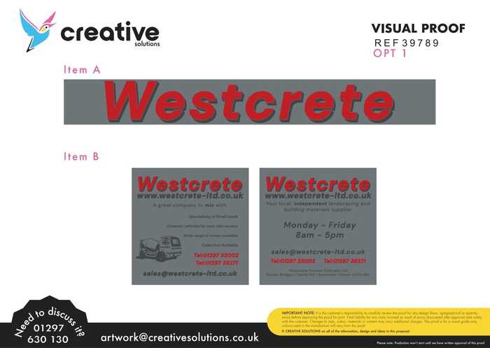 Flat Panel ACM Sign for Westcrete Axminster Artwork Proof