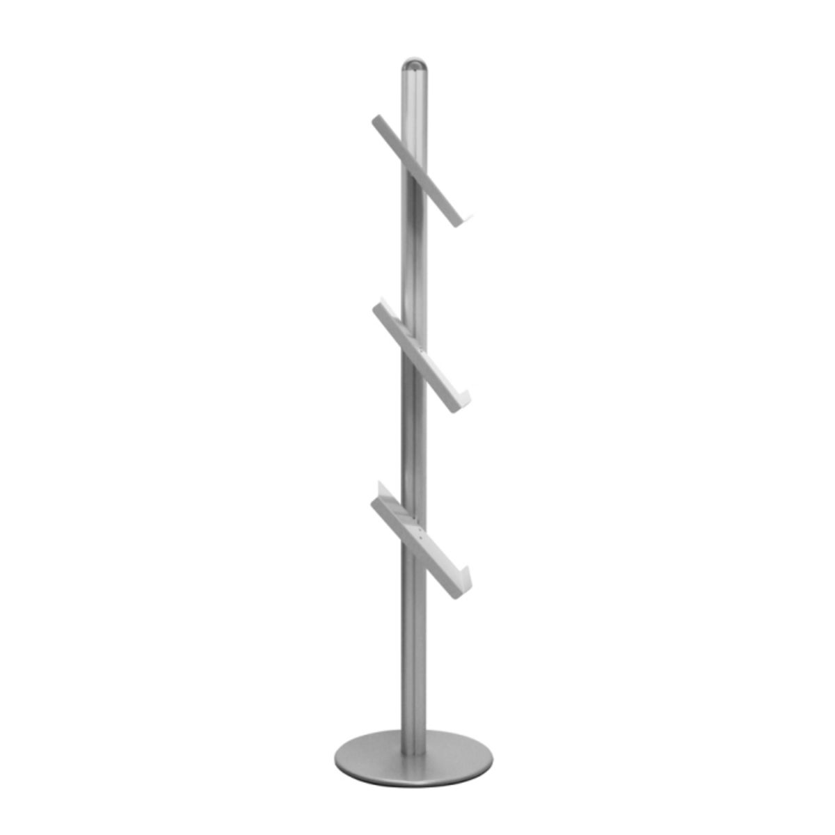 Floor standing brochure display rack with integrated banner.png