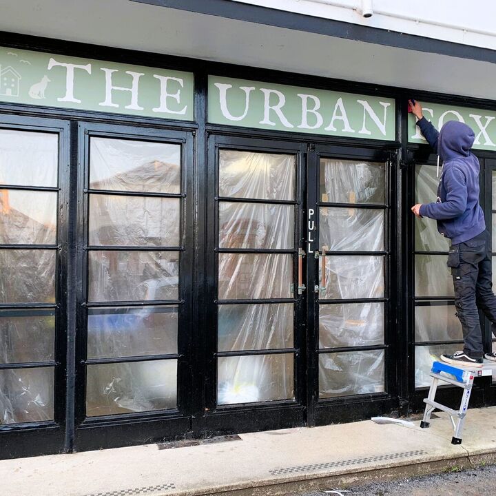 Full Colour Block Out Window Graphics - Shop Branding for The Urban Fox in Lyme Regis.jpg