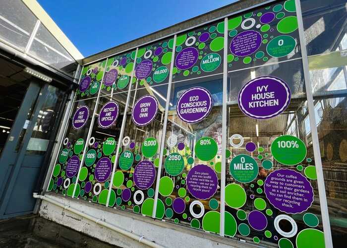 Full-Colour Printed PVC-Free Window Graphics for Groves Nurseries Full-Colour Printed PVC-Free Window Graphics for Groves Nurseries