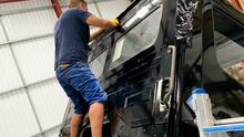 Full Gloss Black Wrap on Lorry Cab for Dorset Scaffolding.jpg