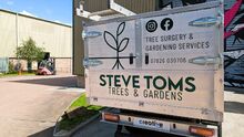 Full Truck Colour Change Wrap and Cut Vinyl Vehcile Graphics for Steve Toms Tree & Gardens Mitsubishi L200 Rear Metal Truck Doors.jpg