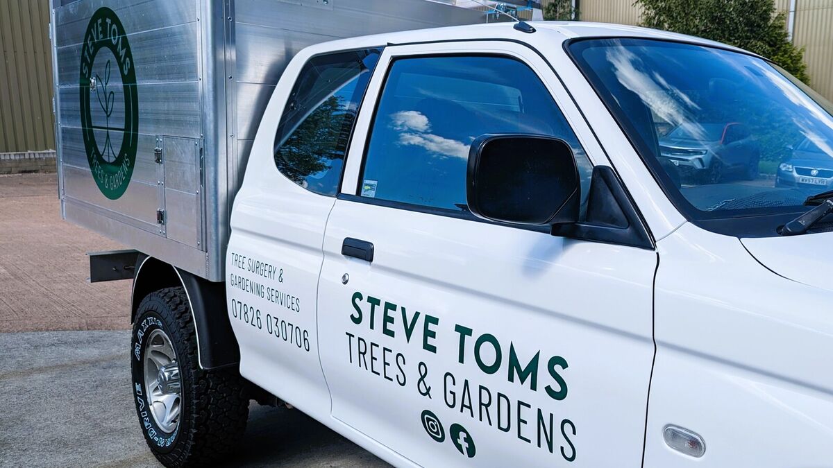 Full Truck Colour Change Wrap and Cut Vinyl Vehcile Graphics for Steve Toms Tree &amp; Gardens Mitsubishi L200 Vehicle Branding 1.jpg