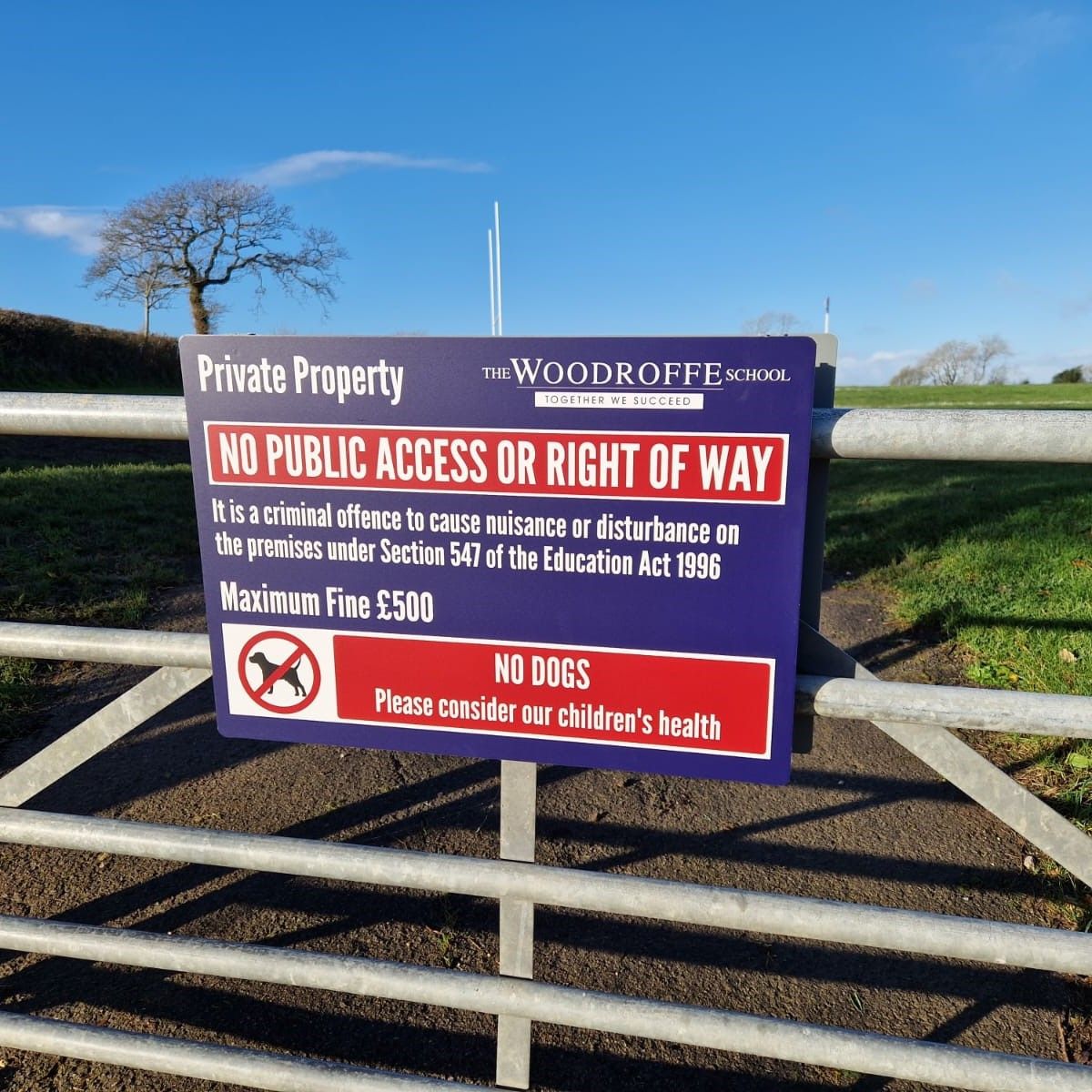 Gate Fence Mounted Aluminium Sign for Playing Field Access Rules.jpg