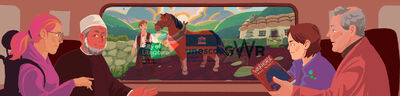 Iddesleigh from War Horse by Michael Morpurgo with The Pelican Project members, Michael Morpurgo, and GWR passengers.png