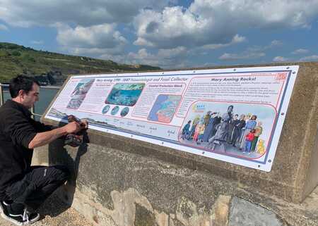 Outdoor Interpretation Panel for Mary Anning Rocks in Lyme Regis