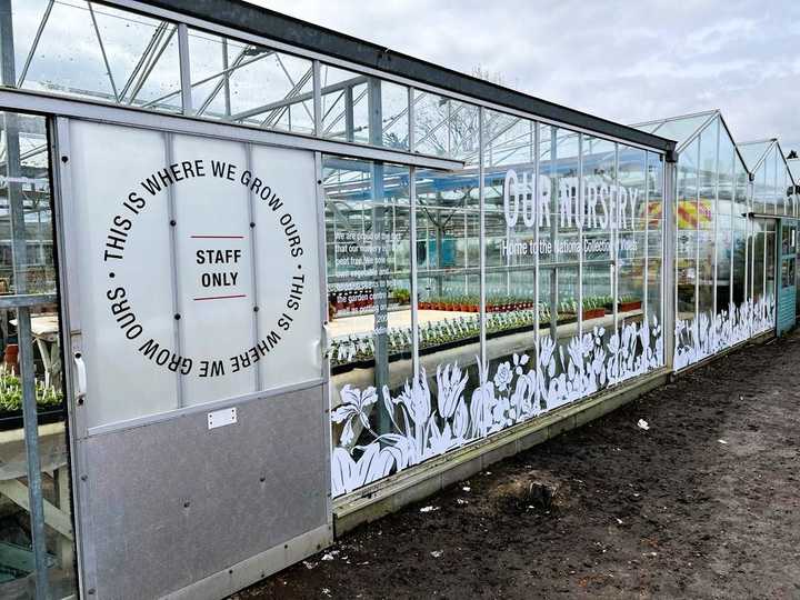 Clouded Door Vinyl & Window Graphics Cut Vinyl Text for Grove Nurseries