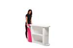Lady adding the Marvin Magic graphic to the Finesse promotional display counter..jpg