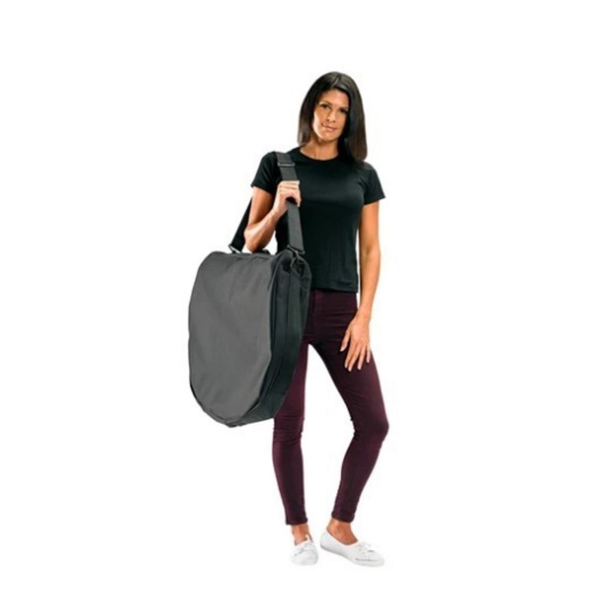 Lady holding carry bag including the Finesse promotional display counter parts..jpg