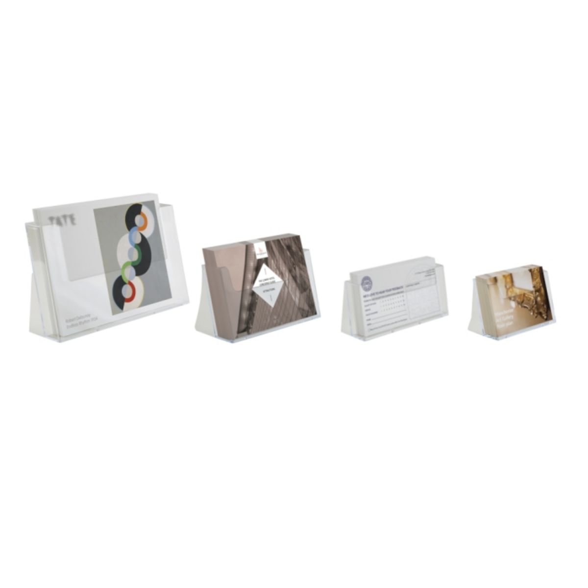 Landscape countertop leaflet holders in A4, A5, 1 3rd A4 and A6.png