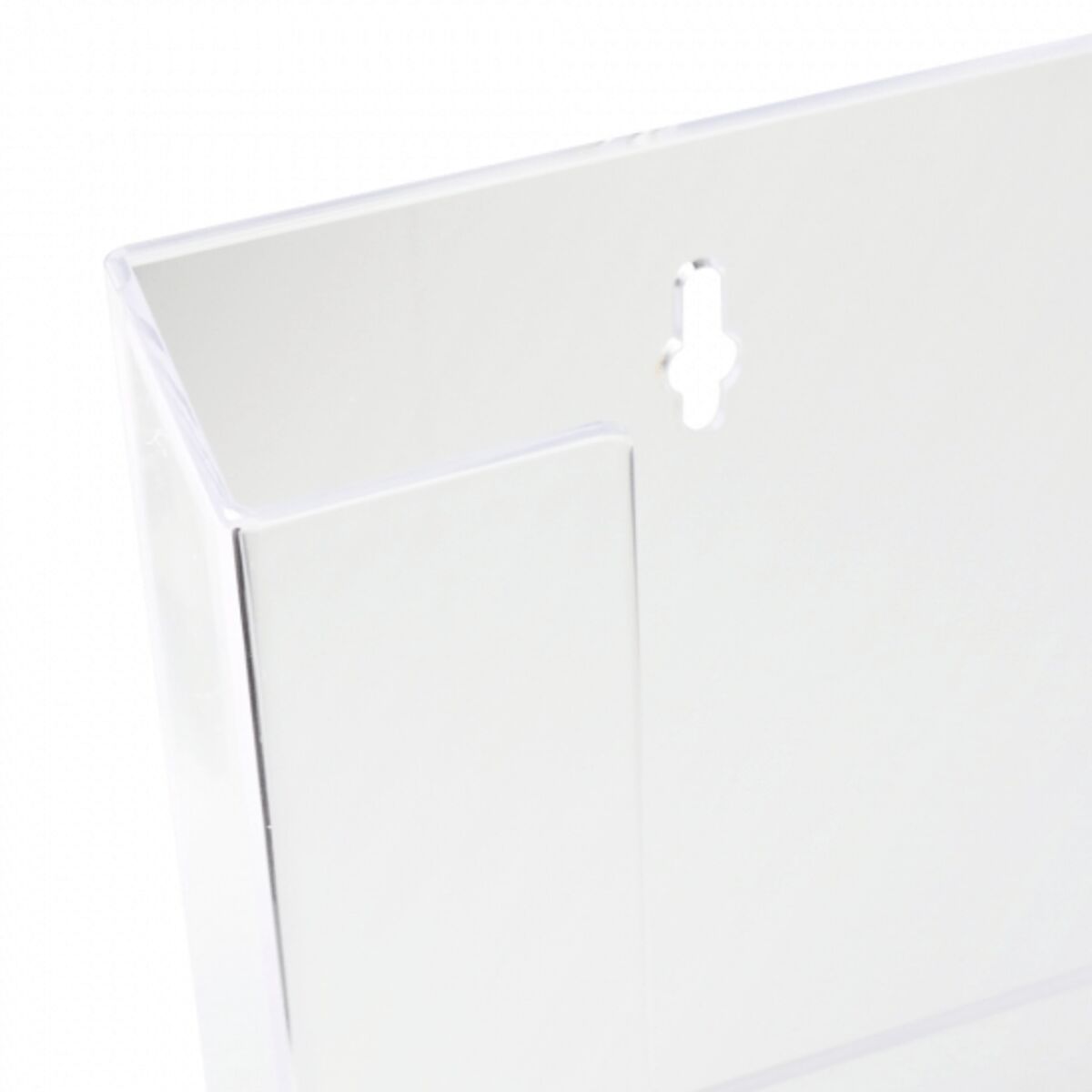 Leaflet dispenser with keyholes for wall mounting.png