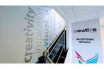 Light Grey Cut Vinyl Gloss Finish Wall Graphics Leading Up Stairs At Creative Solutions.jpg