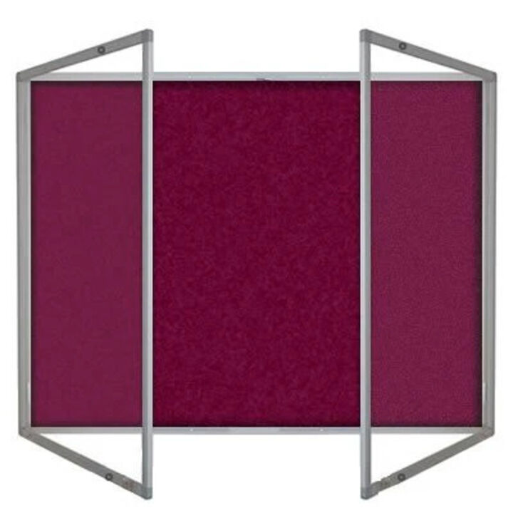 Lockable Premium Felt Noticeboard - Double Door - BURGUNDY.jpg