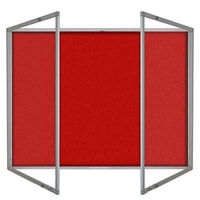 Lockable Premium Felt Noticeboard - Double Door - CHERRY RED.jpg