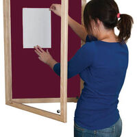 Lockable Wooden Framed Premium Felt Noticeboard - BURGUNDY.jpg