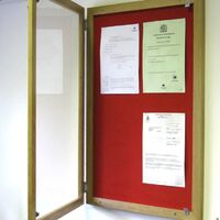 Lockable Wooden Framed Premium Felt Noticeboard - CHERRY RED - IN SITU.jpg