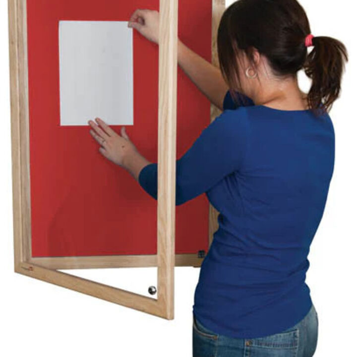 Lockable Wooden Framed Premium Felt Noticeboard - CHERRY RED.jpg