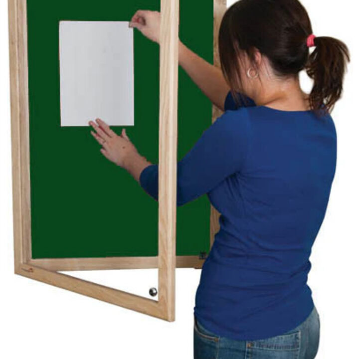 Lockable Wooden Framed Premium Felt Noticeboard - DARK GREEN.jpg