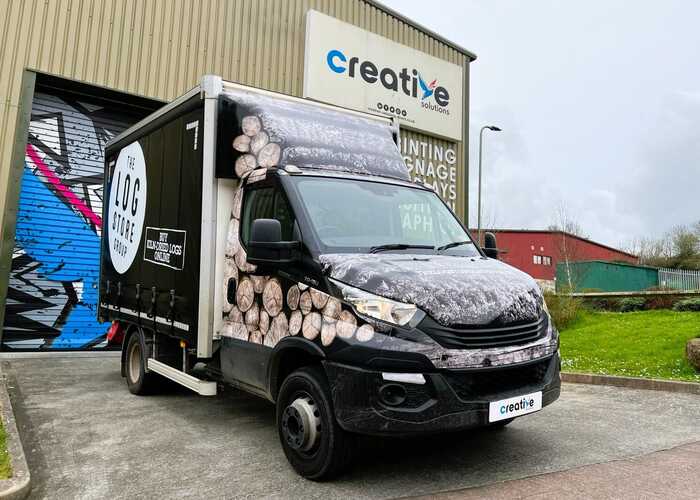 Wood Effect Lorry Cab Wrap for The Log Store